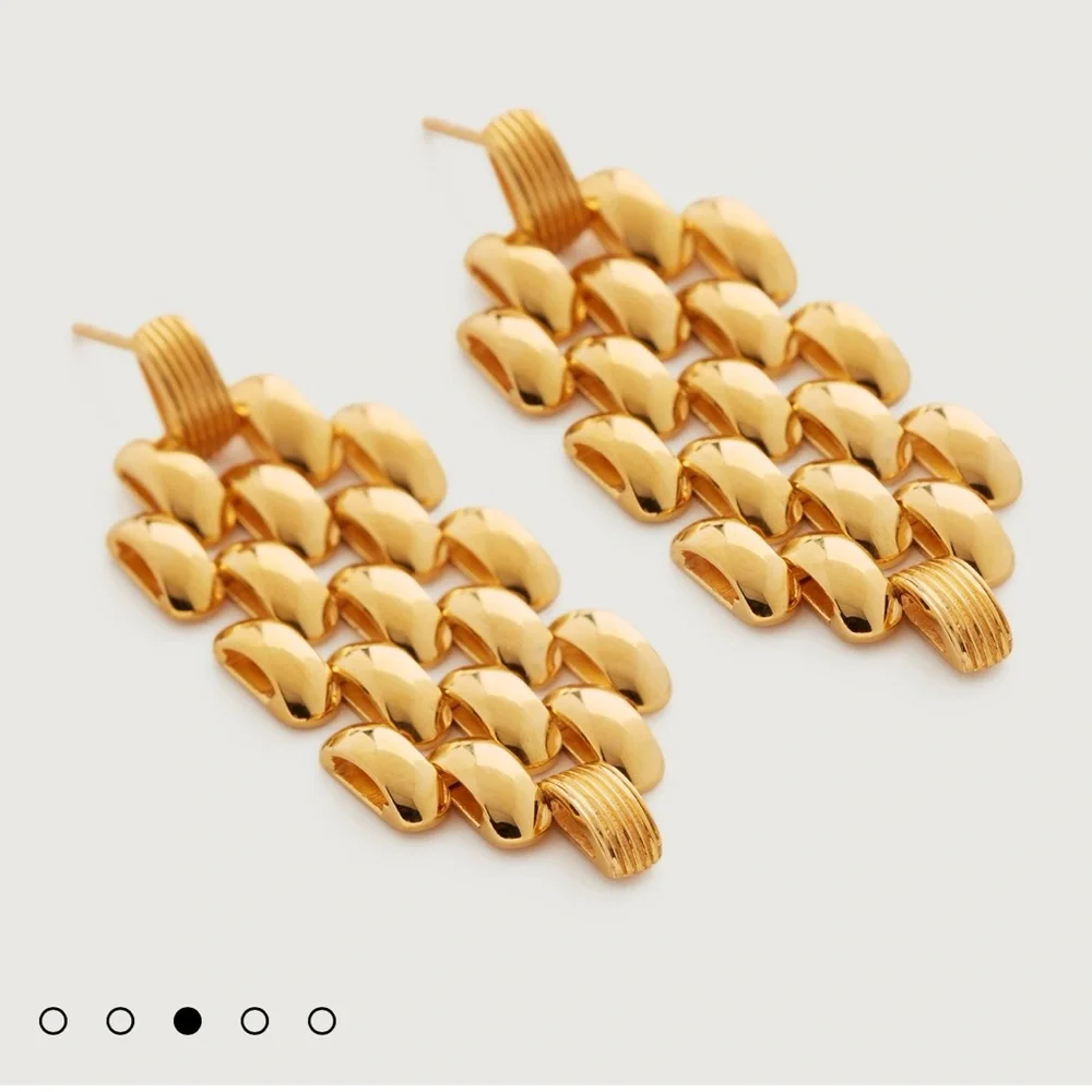 NIB Monica Vinader Heirloom Chain Earrings 18K Gold Vermeil Statement Classic - Picture 5 of 8